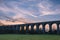 Sunset over the Chappel Viaduct in Essex, UK