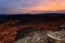 Sunset over charred landscape after bush fires in Australia