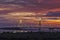 Sunset over Clark`s Bridge in Alton, Missouri