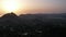 Sunset over coast of Corfu with Saint George mountain, Greece.