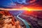 Sunset over the Colorado River, Grand Canyon National Park, Arizona, USA, A breathtaking panoramic view of the Grand Canyon at