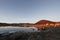 Sunset over the the community of Qikiqtarjuaq on Broughton Island