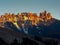 Sunset over Courthouse mountain range near Ridgway, Colorado