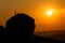 Sunset over the Cow and Calf rocks. Ilkley