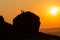 Sunset over the Cow and Calf rocks. Ilkley