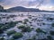 Sunset over the famous Dinosaur bay at Staffin on the isle of Skye