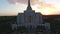 Sunset Over Gilbert Temple, Arizona, Downtown, Aerial View