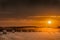 Sunset over hay bales in Norfolk