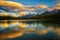 Sunset over Herbert Lake in Banff National Park, Alberta, Canada