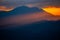 Sunset over the Himalayas mountain range captured from Nagarkot in central Nepal, Kathmandu valley