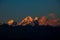 Sunset over the Himalayas, Red Skies and Mountains Ganesh Himal, Jugal, Langtang in Nepal