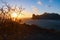 Sunset over Hout Bay Harbour in Cape Town, South Africa