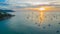 Sunset over Kata Bay. Yachts parked in the Kata bay