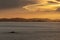 sunset over Kornati Islands, Dalmatia, Croatia. Croatian National Park Kornati. View from Raduc Hill, Murter Island