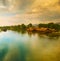 Sunset over Kwai river, Kanchanaburi, Thailand