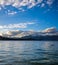 Sunset over Lake Manapouri in New Zealand