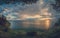 Sunset over Lake Ohrid panorama