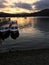 Sunset over lake Windermere pier