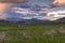 Sunset over Lamar Valley in Yellowstone National Park