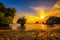 Sunset over Laopilae archipelago around Ko Hong island near Krabi, Thailand