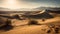 Sunset over majestic sand dunes in Africa arid wilderness generated by AI
