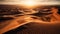Sunset over majestic sand dunes in Africa generative AI
