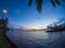 Sunset over Moorea Island, Intercontinental Resort and Spa Hotel in Papeete, Tahiti, French Polynesia