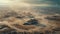 Sunset over mountain range, aerial view of abandoned mining industry generated by AI
