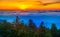 Sunset over mountains and fog from Clingman\'s Dome Observation T