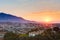 Sunset Over Mountains and town Mijas, Spain