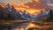 Sunset Over the Mountains, Witness the breathtaking beauty of a sunset over majestic mountains