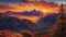 Sunset Over the Mountains, Witness the breathtaking beauty of a sunset over majestic mountains