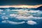 Sunset over natural iceberg in Jokulsarlon glacieer lagoon