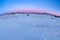 Sunset over nomad fisherman camp in the Arctic tundra.