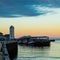 Sunset over North Shields Fish Quay.