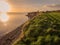 Sunset over ocean, Galway bay, Ireland. Atlantic ocean, Calm and peaceful atmosphere