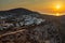 Sunset over the old town of Chora, Folegandros Island, Greece