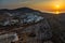 Sunset over the old town of Chora, Folegandros Island, Greece