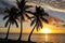 Sunset over Ouvea lagoon on Ouvea Island, Loyalty Islands, New Caledonia