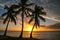 Sunset over Ouvea lagoon on Ouvea Island, Loyalty Islands, New Caledonia