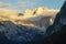 Sunset over peaks of Dachstein range, Austria