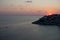 Sunset over Peninsula with Houses, Resort and Boat in Dubrovnik