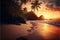 Sunset over a picturesque tropical beach