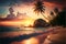 Sunset over a picturesque tropical beach