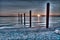 Sunset over the pilings at Point Roberts