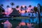 Sunset Over the Pool in a Caribbean Paradise