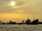 sunset over port of Chittagong, Bangladesh