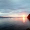 Sunset over Powell river on a beautiful summers day boating along the coast of British Columbia