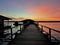 Sunset over PPK Merbok Floating Chalets in Kedah, Malaysia