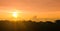 Sunset over rain forest by Amazon river in Brazil